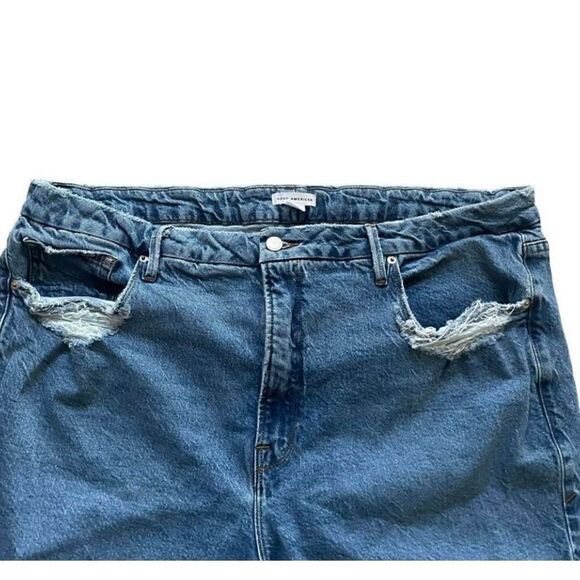 Good American Blue Women’s Slim Distressed High Rise Bohemian Denim Jeans SZ 20 - Picture 2 of 10